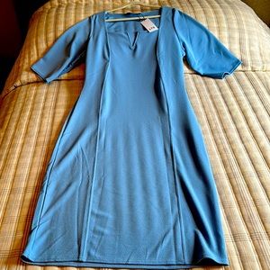 LTS Long Tall Sally Light Blue Notch Neck MIDI